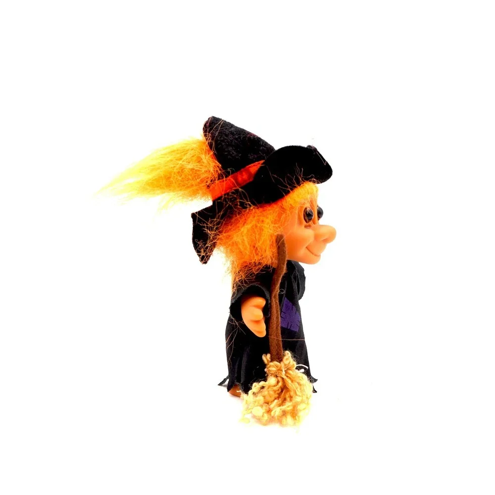 Vintage Russ Troll Doll Wicked Witch Broom Hat 90s Good Luck‎ Halloween 1990s